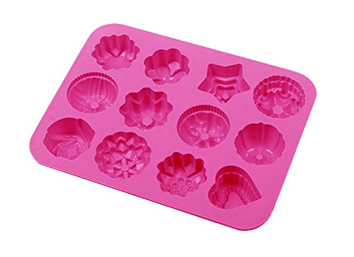 niceeshop(TM) 12 Cavity Flowers Silicone Non Stick Cake Bread Mold Chocolate Jelly Candy Baking Mould