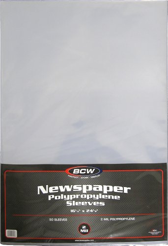 (50) Newspaper Sleeves - 16-1/4 x 24-1/8 - BCW Brand
