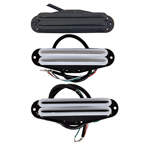 Kmise Different Colors Electric Guitar Dual Hot Rail Humbucker Blade Pickup 4 Wire Single Coil Pack of 3