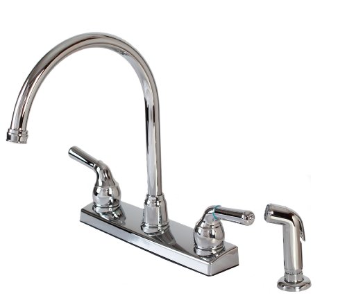 Hardware House 122009 2-Handle Non-Metallic Kitchen Faucet with External Matching Spray, Chrome