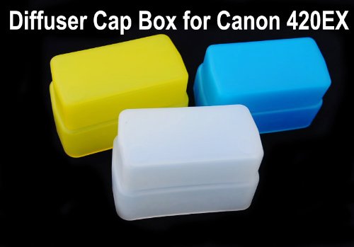Fotasy DF420EXKit Flash Diffuser Cap Box Kit for Canon 420EX Flash (White/Blue/Yellow)