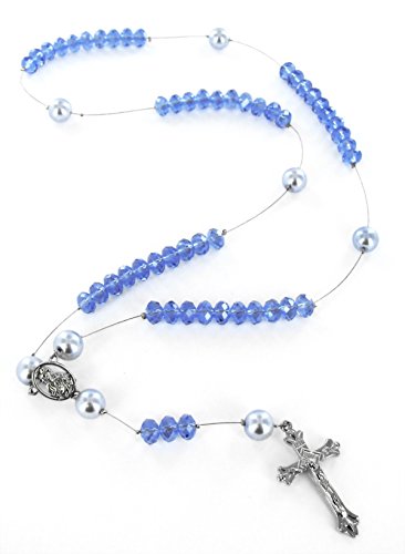 Linpeng Do it Yourself Crystal and Pearl Beads Rosary Kit, Sky Blue