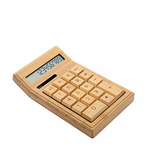 Sengu Handmade Natural Bamboo Wooden Solar Warped Calculator