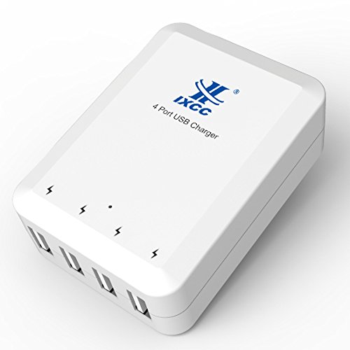 iXCC 4-Port USB 4A 20W AC SMART High Speed Travel Wall Charger for Apple iPhone, iPad, Samsung, Android and Windows Smartphones and Tablets - White