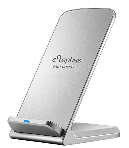 Fast Wireless Charger, ELEPHAS 2-Coils Qi Quick Wireless Charging Stand for Samsung Galaxy S6 Edge Plus / S7 / S7 Edge Note 5 and All Qi-Enabled Devices, Silver