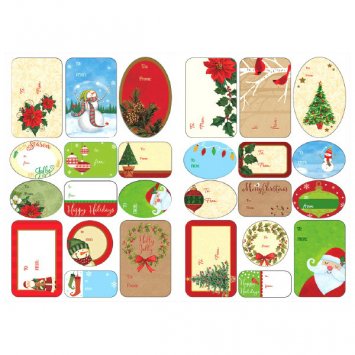 150 Christmas Holiday Reindeer Trees Birds Snowman Santa Gift Tag Stickers