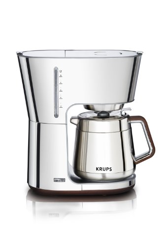 KRUPS KT600 Silver Art Collection Thermal Carafe Coffee Maker with Chrome Stainless Steel Housing, 10-Cup, Silver