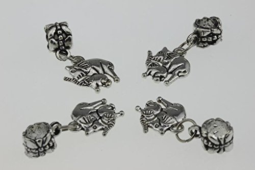 Silver Elephant Charms Large Hole Dangling Beads - Best Accessories to Create Jewelry for Women and Teens