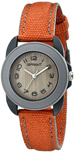 Sprout Women's ST/1036GYGYOR Orange Organic Cotton Strap Dark Bamboo Dial  Watch