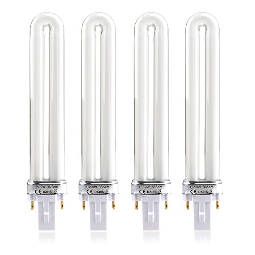 Pixnor Replacement 9W U-shaped 365nm Lamp Bulb Tube for Nail Art Dryer UV Lamp Light - 4 pcs/set