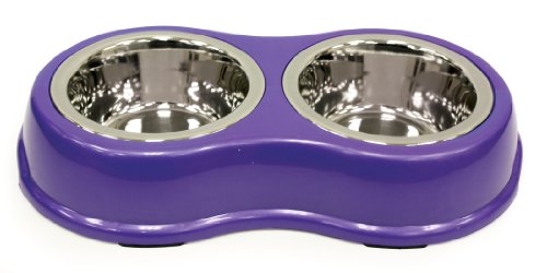Ethical Pets Color Burst Double Diner Bowl, Small, Purple