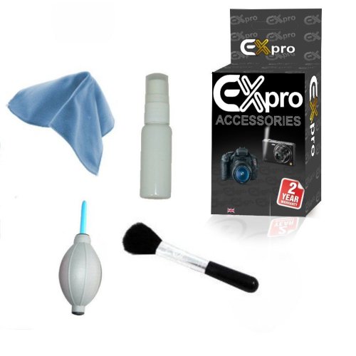 Ex-Pro® Professional Lens & Camera Cleaning Kit, including Fluid, Microfibre Cloth, Blower & Lens/Display Brush for Panasonic Lumix DMC-FZ45, DMCFZ45