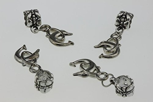 Silver Dolphin Charms Large Hole Dangling Beads - Best Accessories to Create Jewelry for Women and Teens