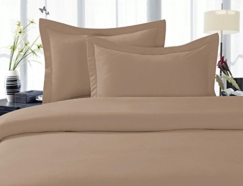 Celine Linen ® Wrinkle & Fade Resistant 1500 Series ULTRA SOFT LUXURIOUS 3-Piece Duvet Cover Set, Solid, Full/Queen, Taupe