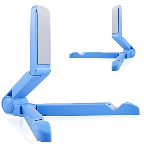 iPad Stand, Apor Tablet Stand Portable Folding Adjustable iPad Pro Stand Tablet Holders for 7-10 Inch Pad, Smartphones, Samsung Galaxy Tab, Kindle Fire E-Readers, iPad Air and More - Blue