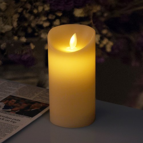 iDOO Real Wax Velvety Vanilla Scented Flameless Flickering Led Candle 7.5 x 15cm- Cream