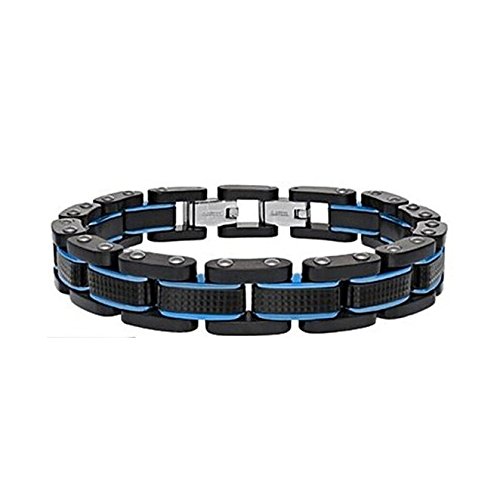 Coolman Stainless Steel Bracelet Blue and Black Adjustable Bracelet