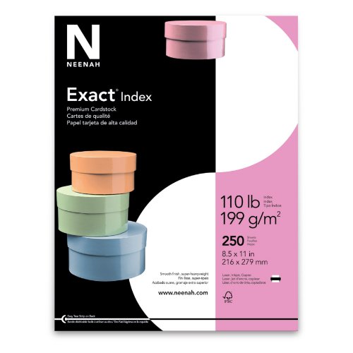 Neenah Exact Index, 110 lb, 8.5 x 11 Inches, 250 Sheets, White, 94 Bright
