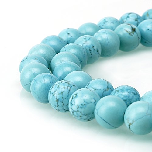BRCbeads Turquoise Gemstone Loose Beads Round 6mm Crystal Energy Stone Healing Power for Jewelry Making- Chinese Blue Turquoise