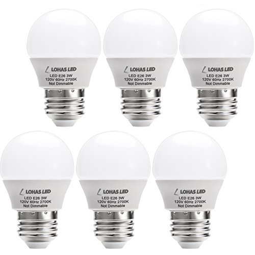 LOHAS 3W G14 E26 Led Bulbs,25 Watt Incandescent Bulb Equivalent,Warm White/Soft White 2700K LED Light Bulb,Energy Saving Light Bulbs, LED Lights for Home(6 Pack)