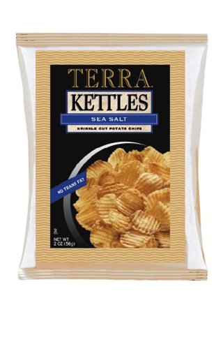 Terra Kettles Krinkle Cut Sea Salt Potato Chips, 2 Ounce Bags (Pack of 24)