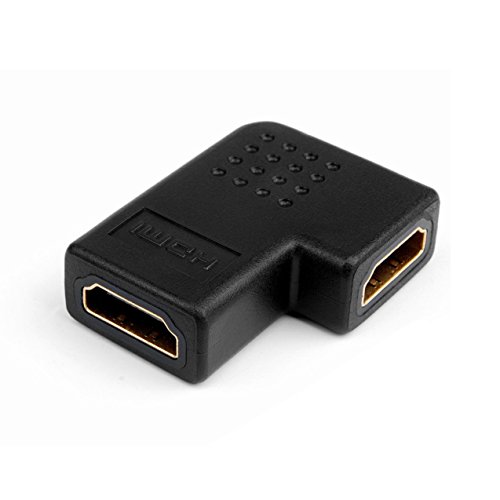 HDMI Coupler, HDMI Female to Female 270 Degree, GearIT Vertical Flat Left Angle Female Adapter Gold Plated Connector Support High Speed Supports 1080P/3D/4K UHD Resolution