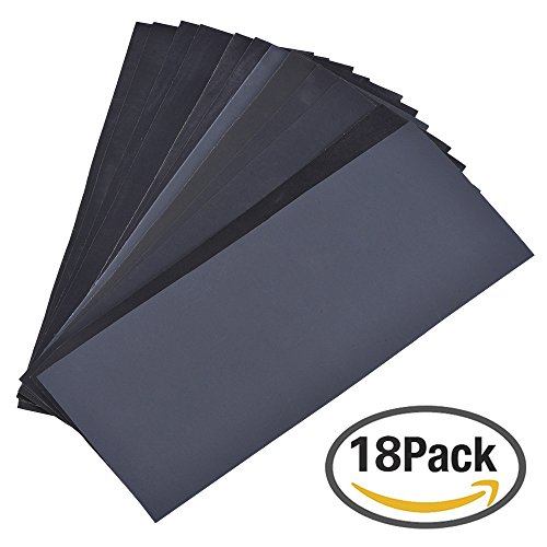 Abrasive Dry Wet Waterproof Sandpaper Sheets Assorted Grit of 400/ 600/ 800/ 1000/ 1200/ 1500 for Furniture, Hobbies and Home Improvement