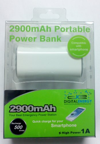 Digital Energy 2900mAh Portable Power Bank (White)