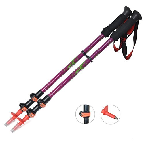 Mountaintop [2-Pack] 3-Section Retractable Lightweight Trekking Poles Travel Hiking Climbing Backpacking Walking Mountaineering Stick with EVA Foam Handle