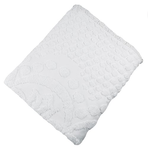 Stylemaster Kingston 100% Cotton Chenille Bedspread Queen, White
