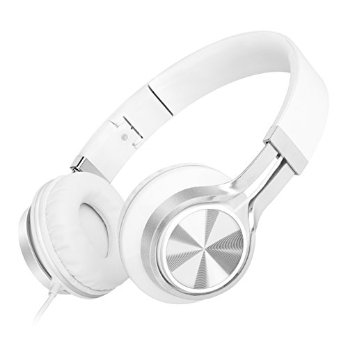 Sound Intone HD200 Stereo Lightweight Folding Headsets with Microphone,communication Headphones,Computer Headphone,Stretchable Headband,Remote Control Button,,Bass Headset,with Soft Earpad Earphones for Iphone,All Android Smartphones,Pc,Laptop,Mp3/mp4,Tablet Earpieces Wired Music Earphone(White) ¡­