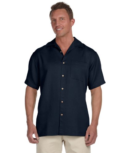 Harriton Men's Bahama Cord Camp Shirt - NAVY - XL