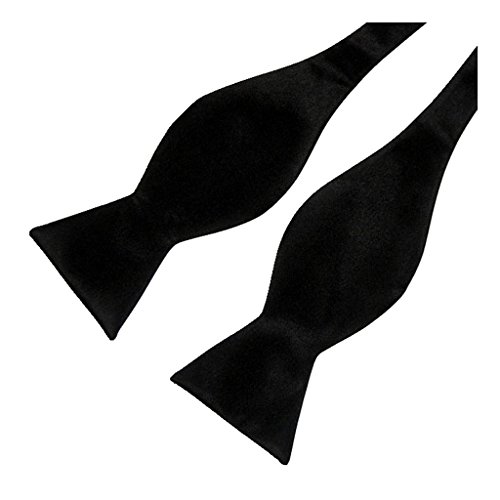 FuzzyGreen® Fashion Mens Solid Black Color Self-tied Bowtie Bow Tie