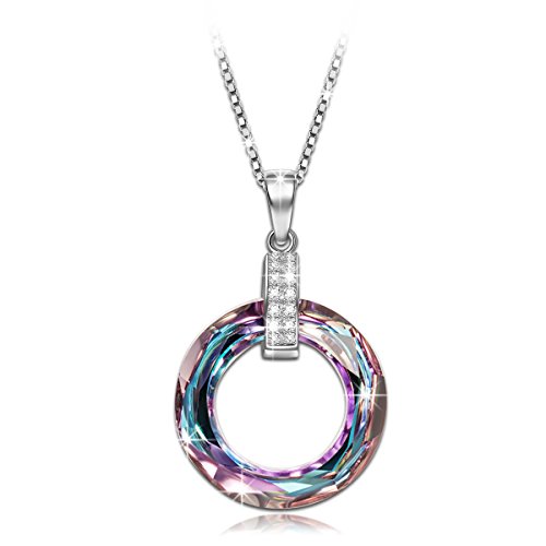 NinaQueen 925 Sterling Silver Dream Color Swarovski Element Crystal Pendant Necklace Women Jewelry