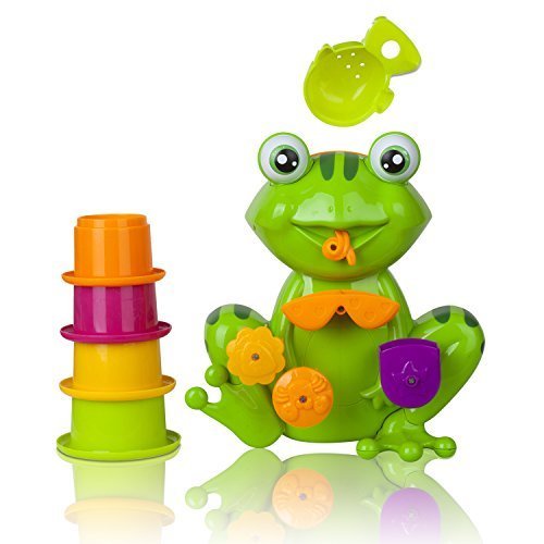 FUN Toddler Bath Toys - Interactive Frog Bath Toy for Toddlers - the Best Toddler Bathtub Toy By Zig Zag Kid - Educational Baby Bath Toy for Girls & Boys! Safe, Non-toxic, Bright Colors and Fun!