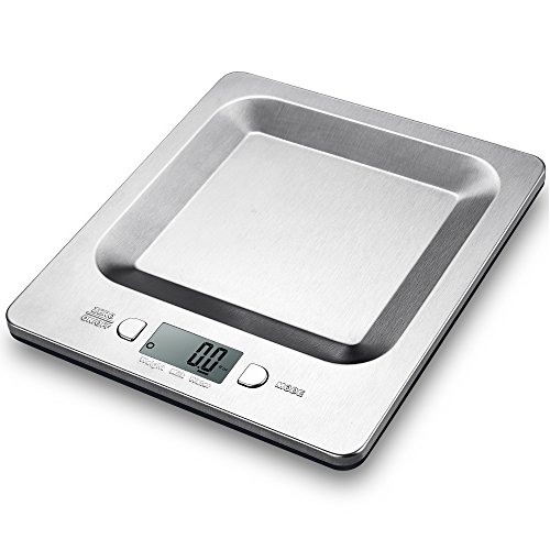 Patec Digital Kitchen Scale with 11lb 5kg Weight Capacity Stainless Steel Kitchen Food Scale with 4 Measurement Units