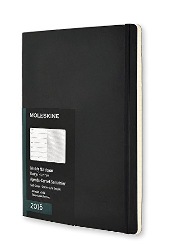 Moleskine 2016 Weekly Notebook, 12M, Extra Large, Black, Soft Cover (7.5 x 10)