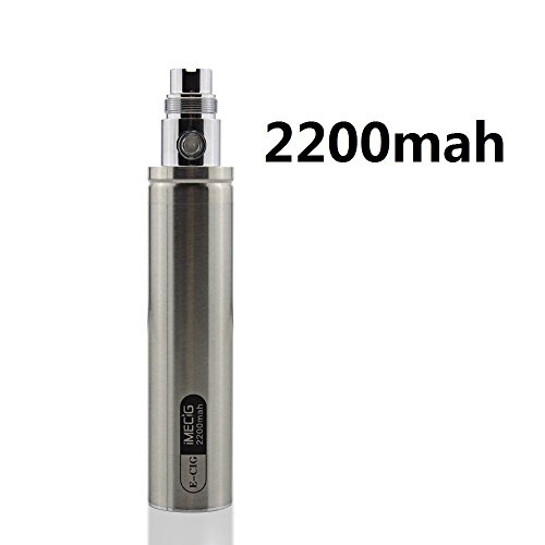 IMECIG®EGO EVOD 2200mah Big Electronic Cigarette Battery with Power Remaining Indicator For CE4, CE5, MT3 H2 Atomizer | Huge Rechargeable Battery | 510 Thread Atomizers E Cig Battery | No Nicotine | Steel