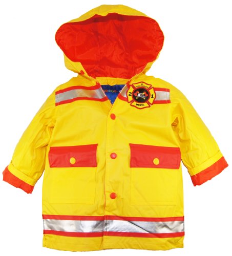 Wippette Boys And Toddler Waterproof Hooded Firefighter Raincoat- Gold (Size 3t)