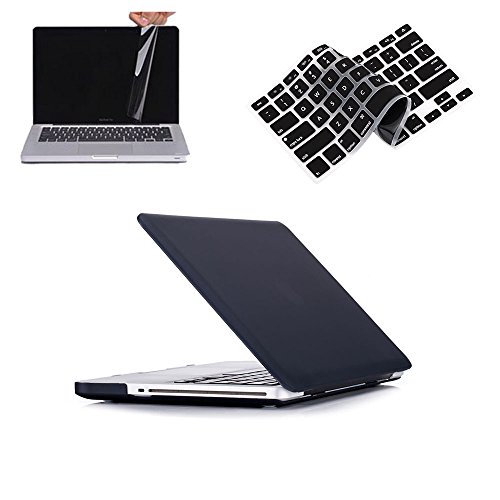 Ruban® - Pro 13-inch 3 in 1 Soft-Touch Hard Case Cover and Keyboard Cover with Screen Protector Pro 13.3 Models: A1278 - BLACK