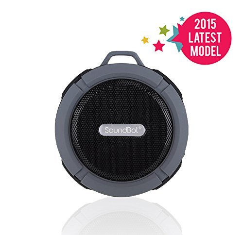 SoundBot SB512 HD Premium Water & Shock Resistant Bluetooth Wireless Shower Speaker, Hands-Free Portable Speakerphone w/ Hi-Fi Output, Built-in Mic, 6Hrs Playtime, Intuitive Control Buttons, MicroUSB