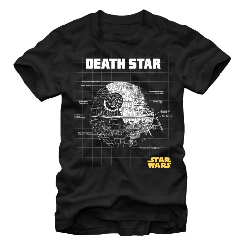 Fifth Sun Star Wars Death Star Schematic Mens Black T-Shirt (X-Large)