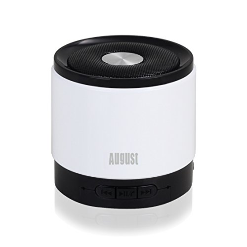 August MS425 Portable Bluetooth Speaker w/ Microphone-Powerful Wireless Speaker & Cell Phone Hands Free Kit - For w/ iPhones, Samsung, Galaxy,Nokia, HTC, Blackberry, LG, Nexus, iPad, Tablets, Mobile Phones, Smartphones, PC's, Laptops etc (White)