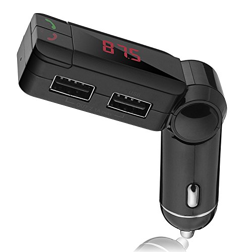 Bluetooth FM Transmitter, Kingland Dual USB Car Charger Port Wireless Car Radio Adaptor Kit with Music Control and Hands-free Calling for iPhone 6/6s,6/6s Plus,5 5S 5C,Samsung Galaxy S6