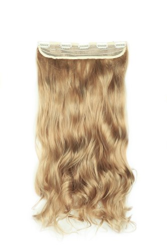 SWACC 20 Women 3/4 Full Head Instant One Piece Curly Body Wave Heat Resistance Synthetic Clip in Hair Extension (Lightest Beige-25#)