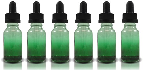 15ml Green to Clear Fade Glass Dropper Bottles, Great Dropper Bottles for Essential Oils and Aromatherapy (6 Pack)