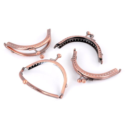 Rockin Beads Brand, 5 Metal Frames Snap Clasp Arch Pattern for Large Coin Style Purse Antiqued Copper 3 4/8 X 2 Inch 5pcs