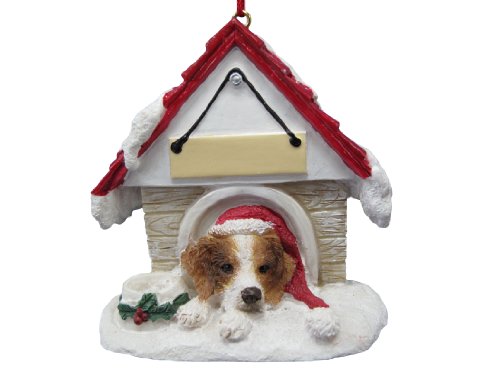 Brittany Spaniel Ornament A Great Gift For Cocker Spaniel Owners Hand Painted and Easily Personalized Doghouse Ornament With Magnetic Back