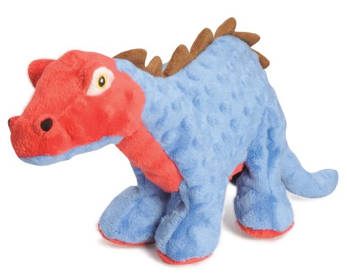 goDog Dinos Spike With Chew Guard Technology Tough Plush Dog Toy, Blue, Large