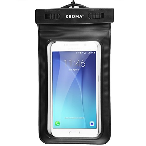 Universal Waterproof Case, Kroma Cell Phone Dry Bag for Apple iPhone 6S 6,6S Plus, 5S 7, Samsung Galaxy S7, S6 Note 5 4, HTC LG Sony Nokia Motorola up to 6.0 diagonal (Black)